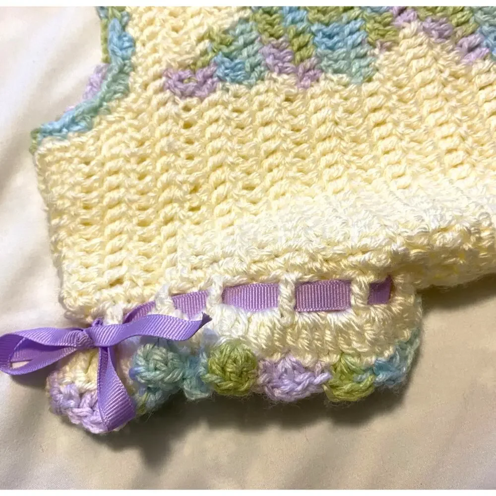 Hand Made Crocheted 2-piece Skirt Set Bunny Spring Easter‎ Girls 24 mo
